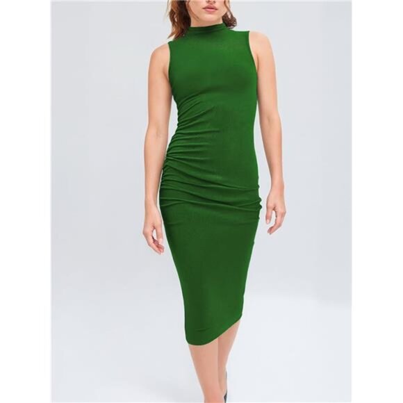 Work Dresses for Women High Neck Green - Picture 5 of 6